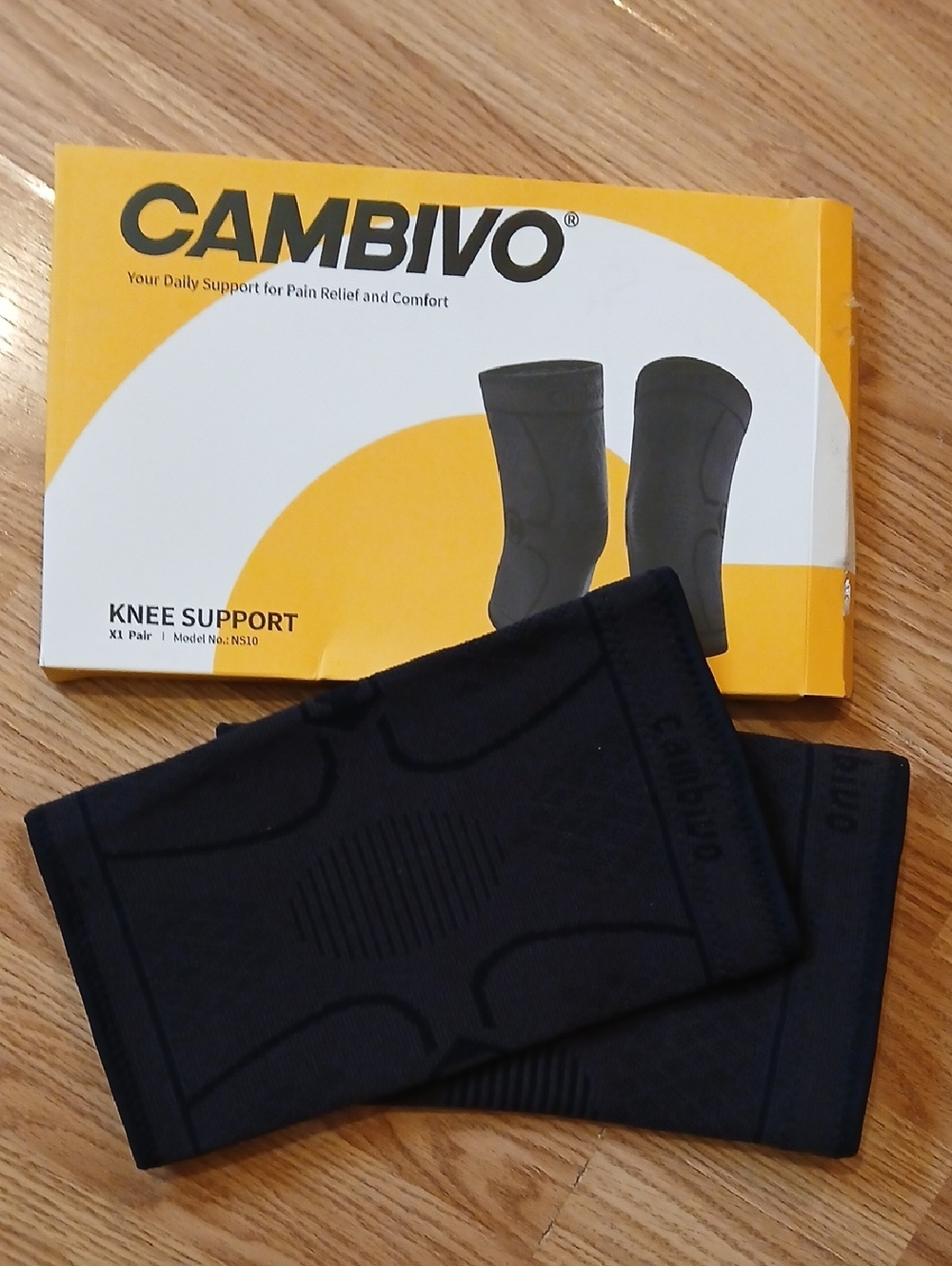 Cambivo Medium Black Two Knee Support Sleeves NS10